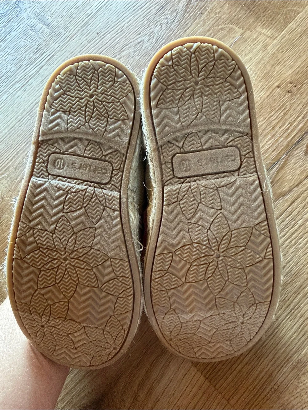 New! Carter's Beige Canvas Slip-Ons with Pink Flower & Pastel Rainbow